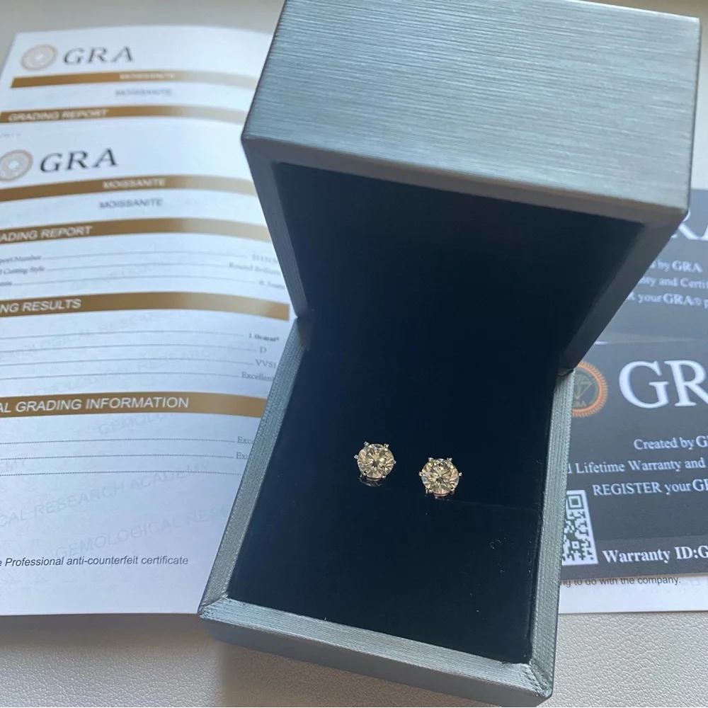 Beautiful 2 Ct. Moissanite Diamond stud earrings
